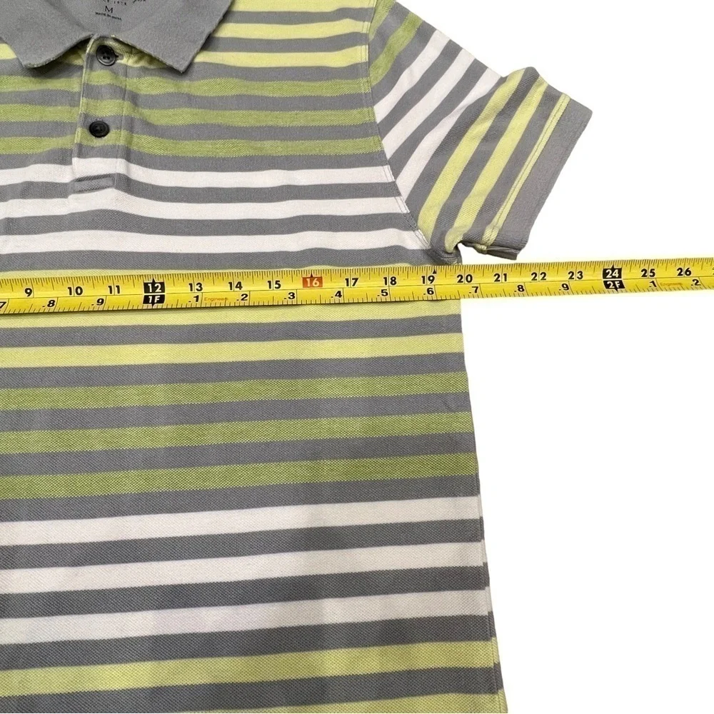 Banana Republic Mens Gray & Green Striped Polo Shirt, Size Medium